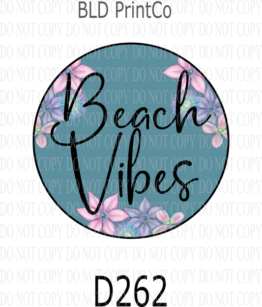 D262- Beach Vibes 01-turquoise center-BLD- Clear Decal :: VC Decal