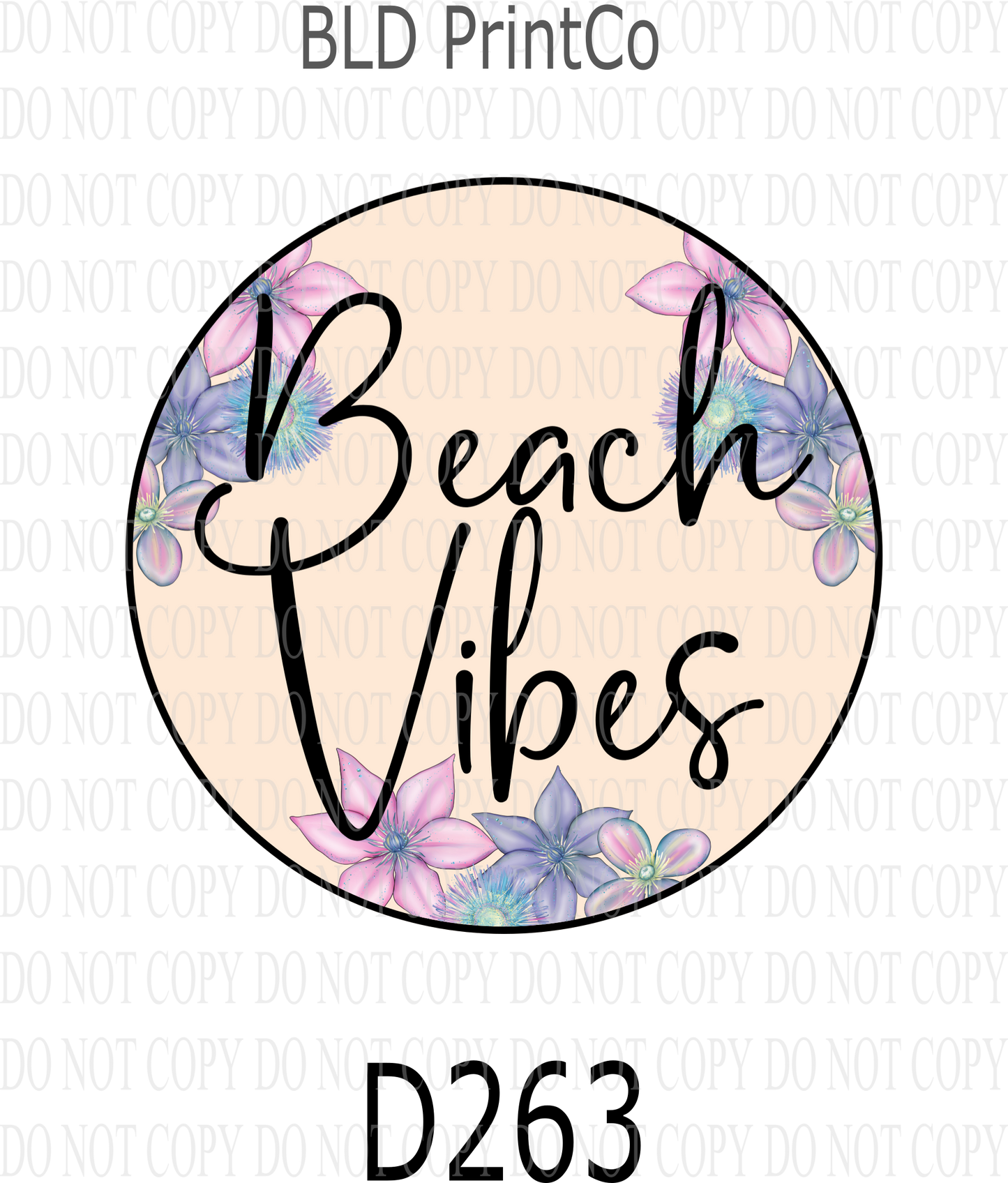 D263 - Beach Vibes 01-cream center-BLD- Clear Decal :: VC Decal