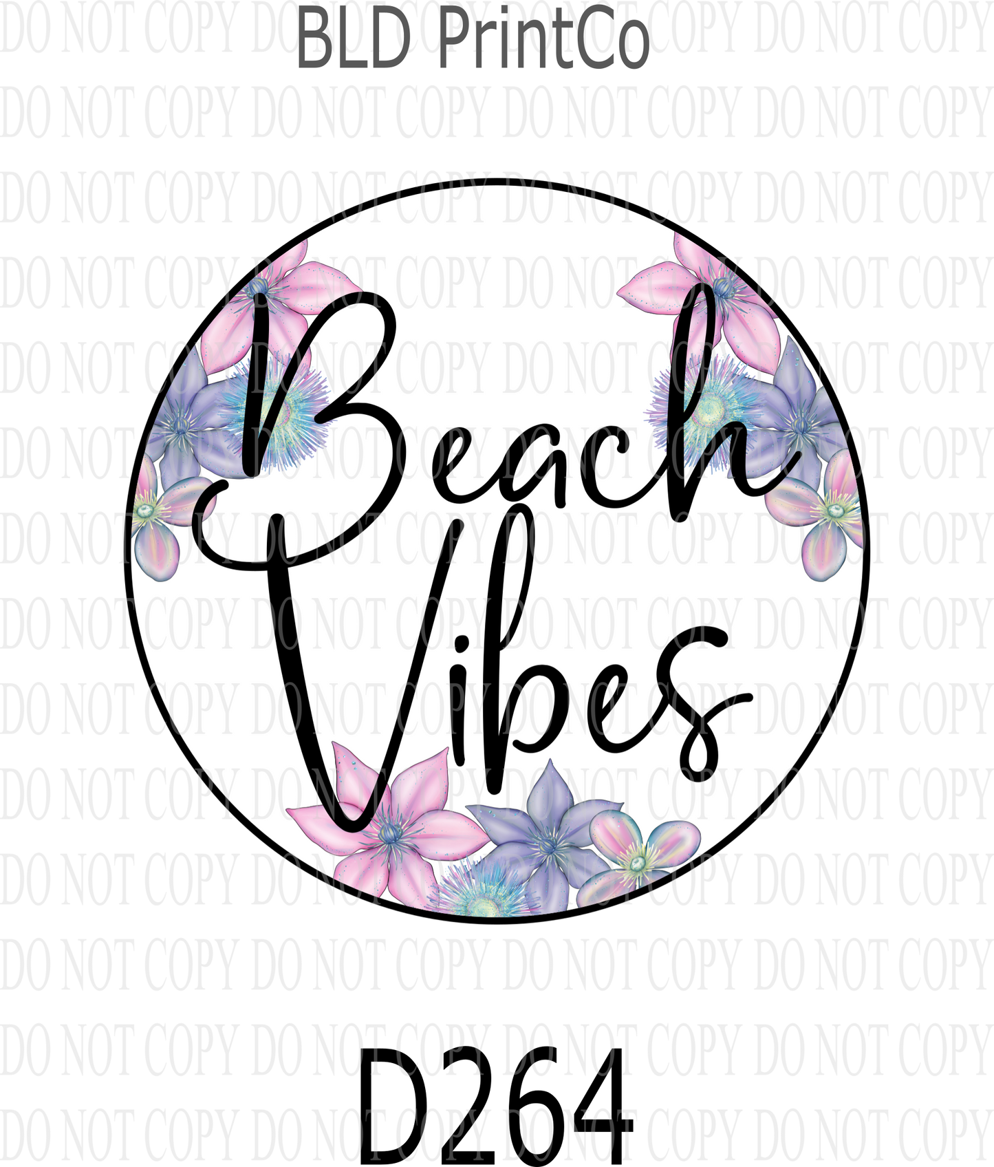 D264 - Beach Vibes 01-white center-BLD- Clear Decal :: VC Decal