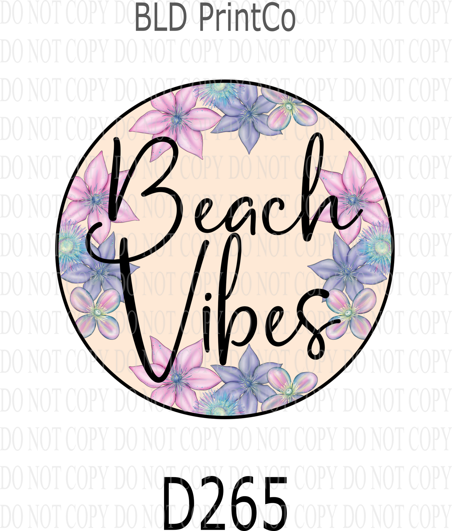 D265 - Beach Vibes 02-cream center-BLD- Clear Decal :: VC Decal