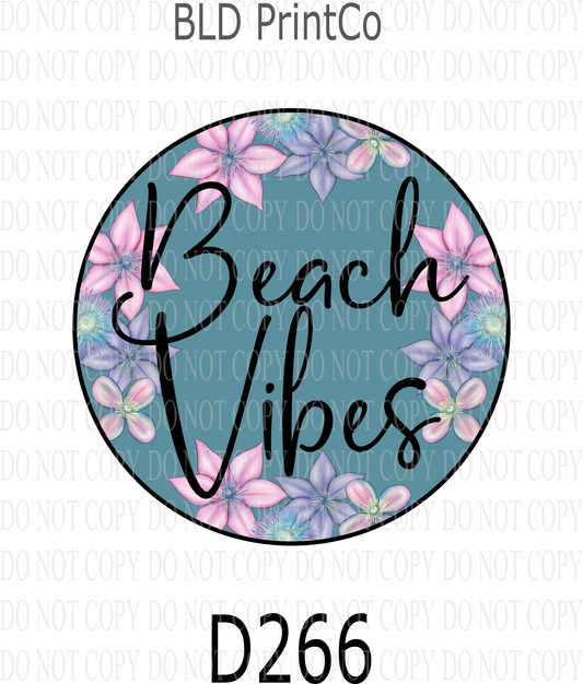 D266 - Beach Vibes 02-turquoise center-BLD- Clear Decal :: VC Decal