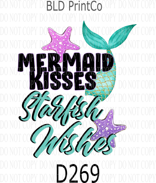 D269  - Mermaid Kisses-starfish kisses-BLD Clear Decal :: VC Decal
