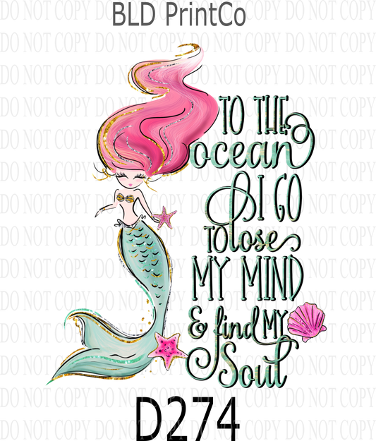 D274 - To the Ocean I go-pink-BLD Clear Decal :: VC Decal