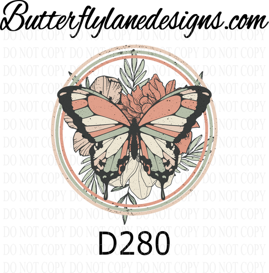 D280 Retro Style Butterfly :: Clear ::  VC Decal