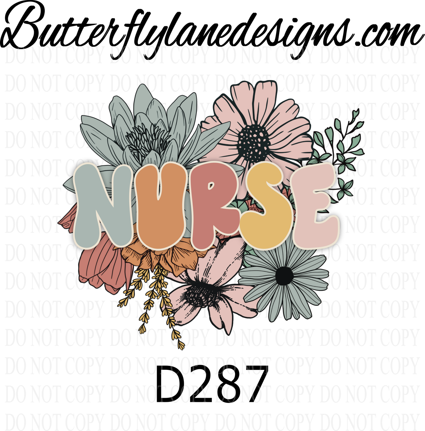 D287 Nurse-with Retro-vintage style florals :: Clear ::  VC Decal