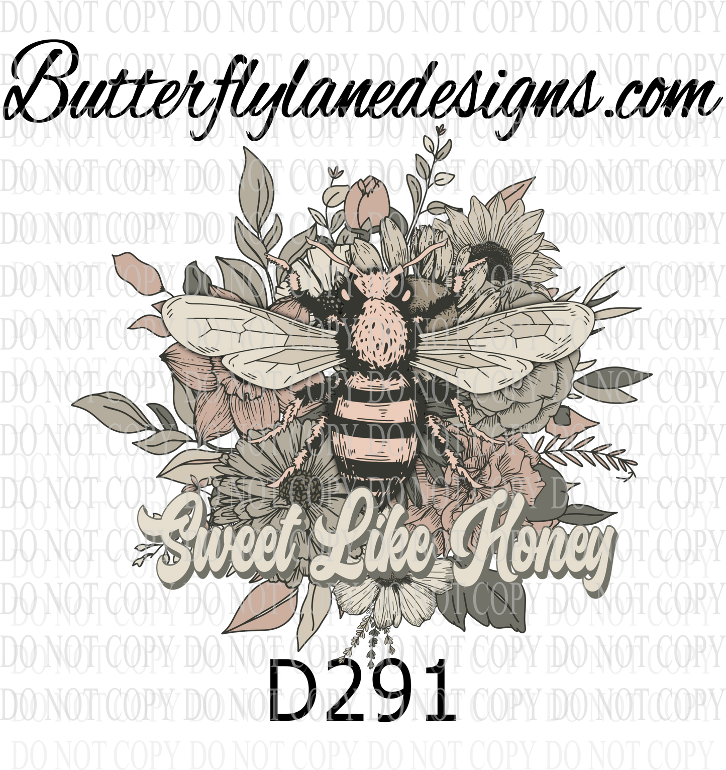 D291 Sweet like honey- Bee -muted colors :: Clear ::  VC Decal