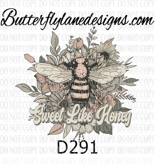 D291 Sweet like honey- Bee -muted colors :: Clear ::  VC Decal