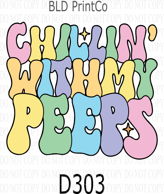 D303 Chillin With Peeps- Pastels-outlined- Clear Decal :: VC Decal