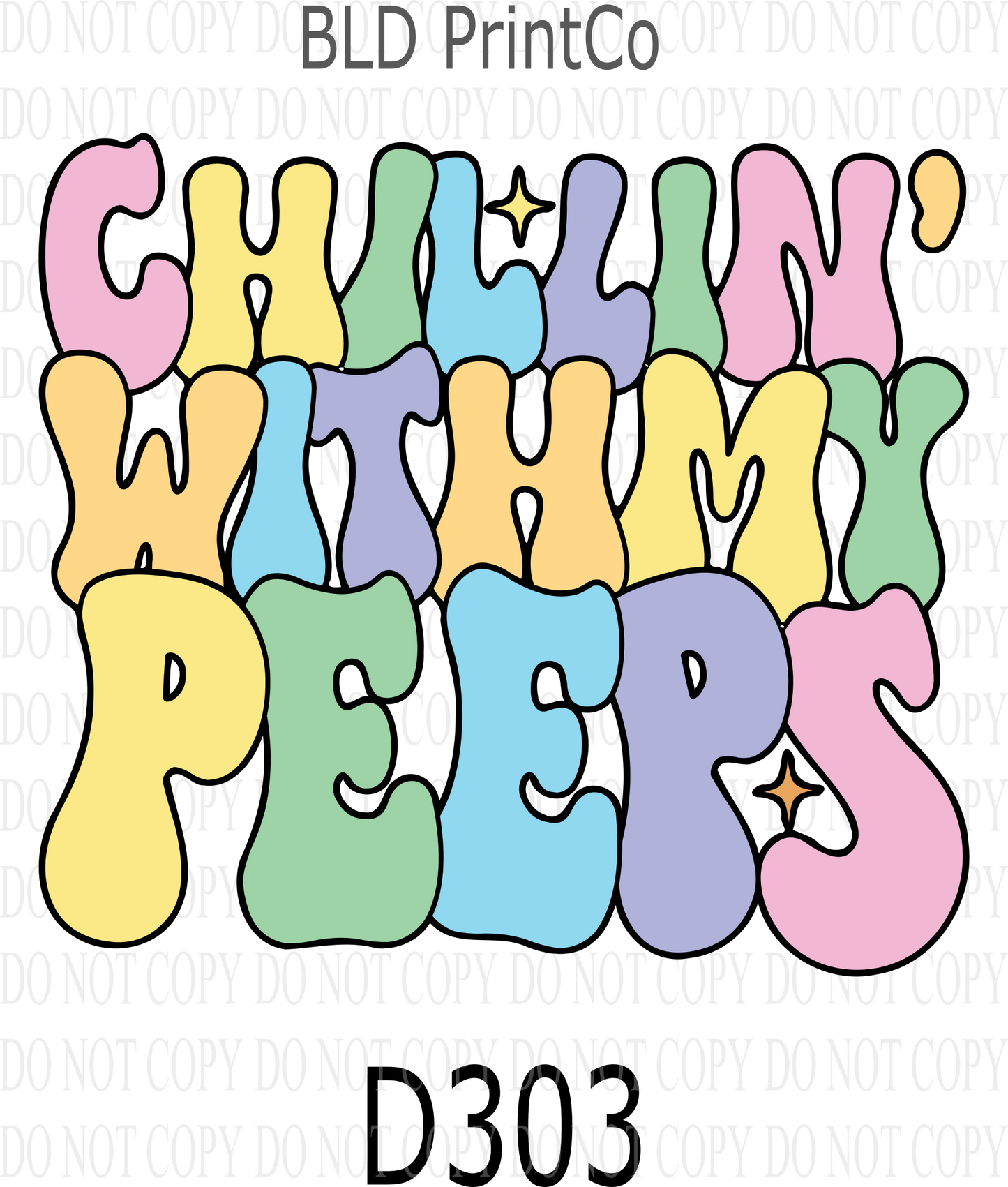 D303 Chillin With Peeps- Pastels-outlined- Clear Decal :: VC Decal