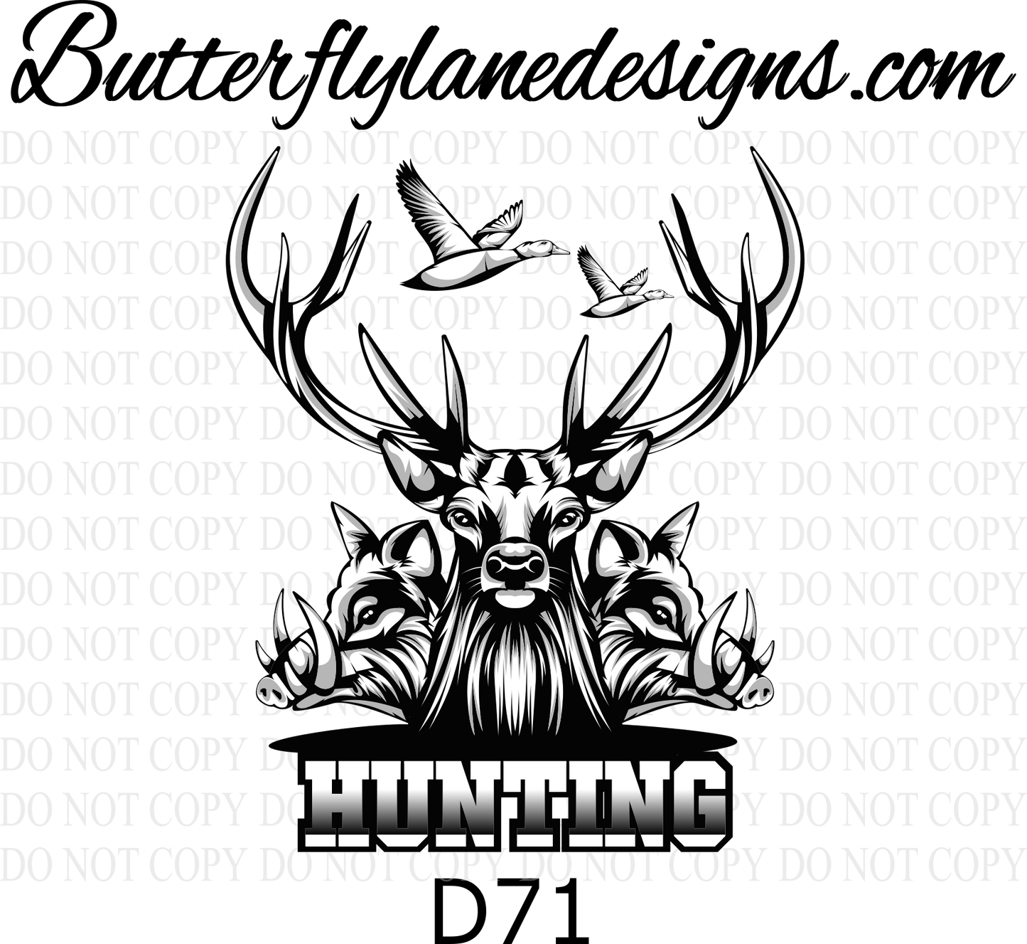 D71 Hunting- Blk and white :: Clear Decal :: VC Decal