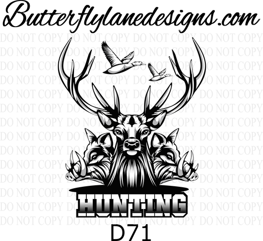 D71 Hunting- Blk and white :: Clear Decal :: VC Decal