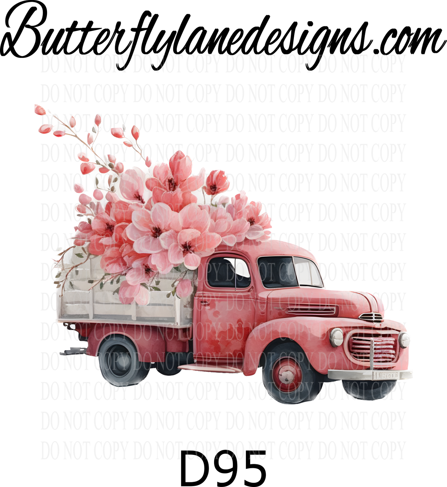 D95 Pink Floral truck-cherry blossom :: Clear Decal :: VC Decal