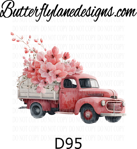D95 Pink Floral truck-cherry blossom :: Clear Decal :: VC Decal