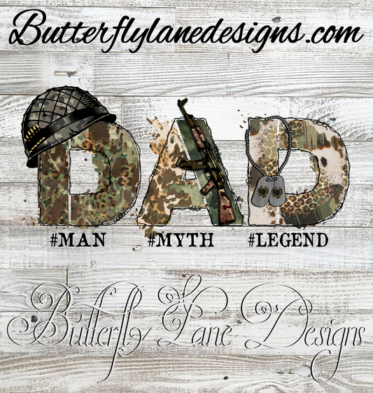 Dad-Myth-Legend-Camo-army :: Clear Decal / VC Decal