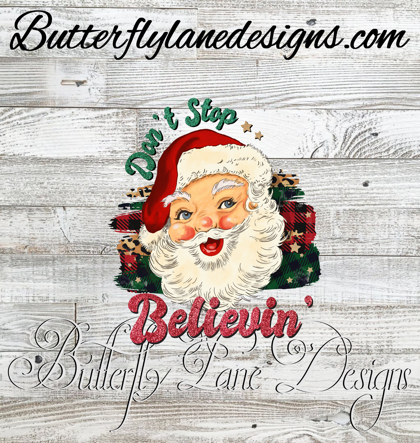 Don't stop believing-Santa-Vintage Santa :: Clear Decal :: VC Decal