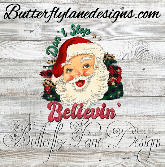 Don't stop believin' Vintage Santa :: Clear Cast Decal