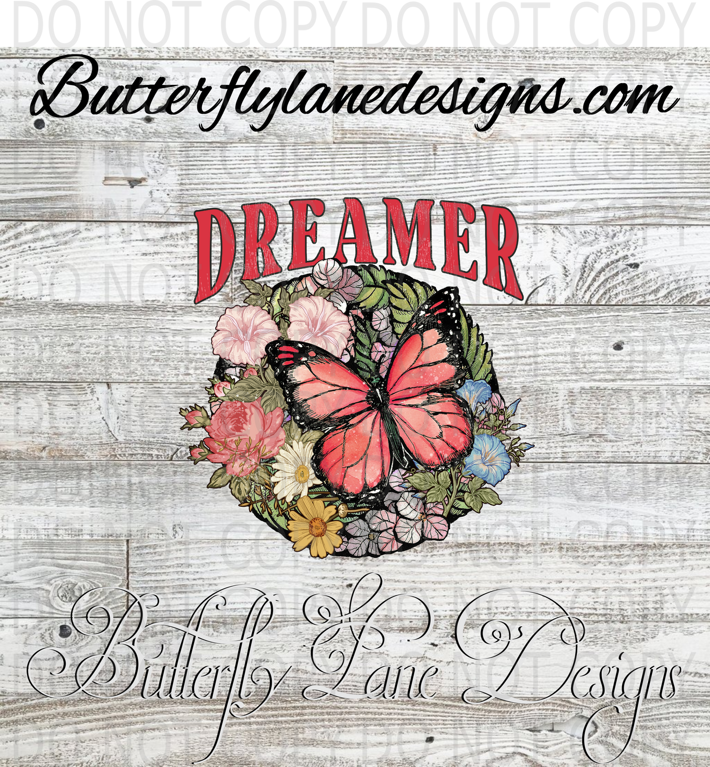 Dreamer-Butterfly pink florals :: Clear Decal :: VC Decal