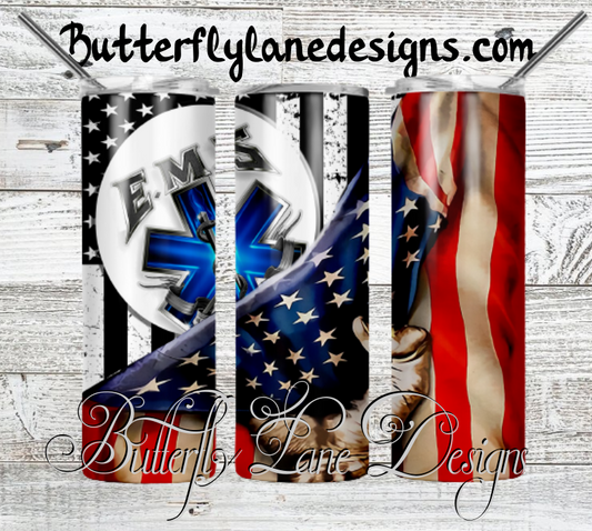 EMS- American Flag -:: White Cast Tumbler wrap