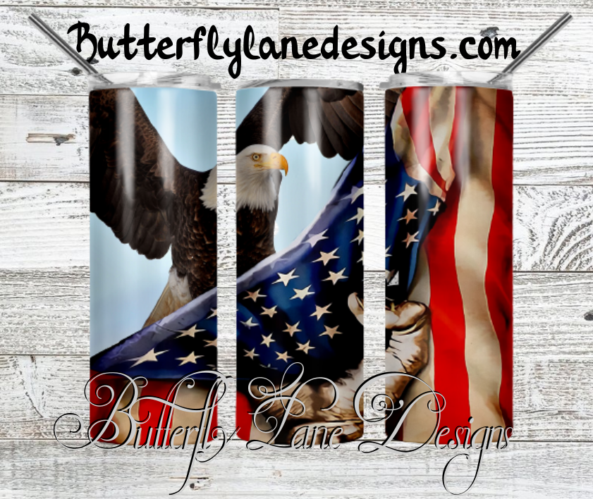 American eagle- American Flag-:: White Cast Tumbler wrap