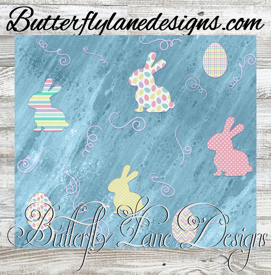 Easter bunnies-blue base -:: White Cast Tumbler wrap