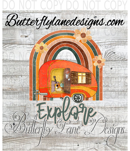 Explore-camper-boho retro- :: Clear Decal :: VC Decal