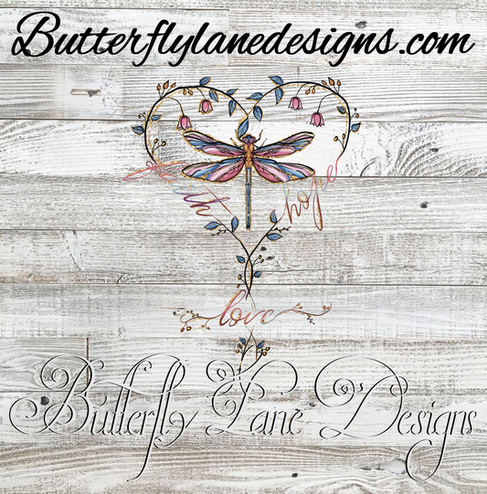 Faith hope and love dragon fly-gold :: Clear Decal :: VC Decal