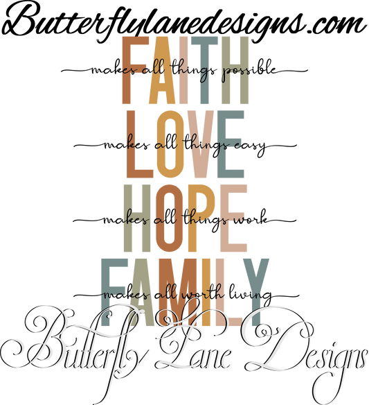 Faith love hope family :: Clear Decal :: VC Decal