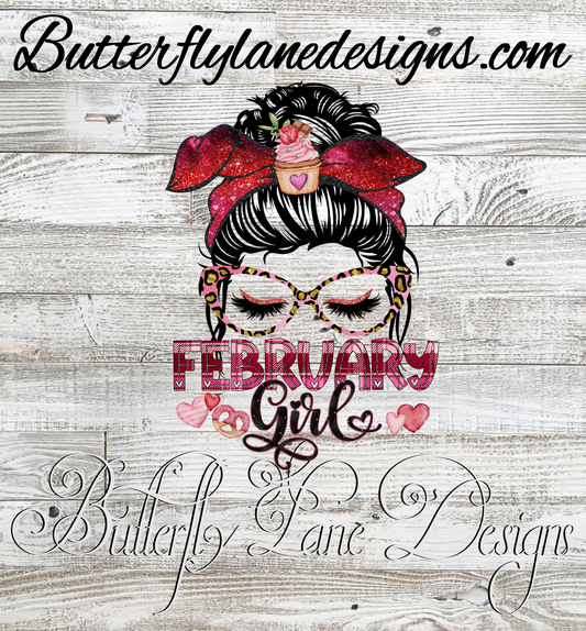 February Girl- Messy Bun :: Clear Cast Decal