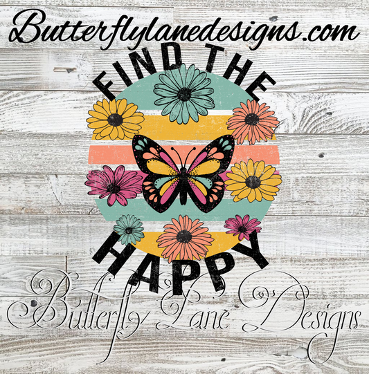 Find the happy butterfly- vintage :: Clear Decal :: VC Decal