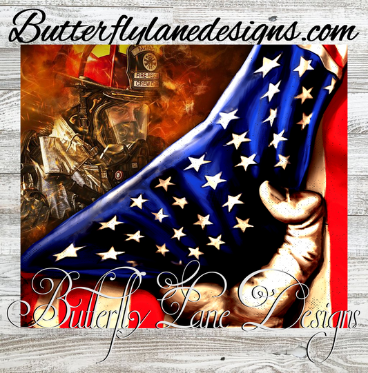 Fire Fighter -Pulled Flag wrap  :: Tumbler wrap