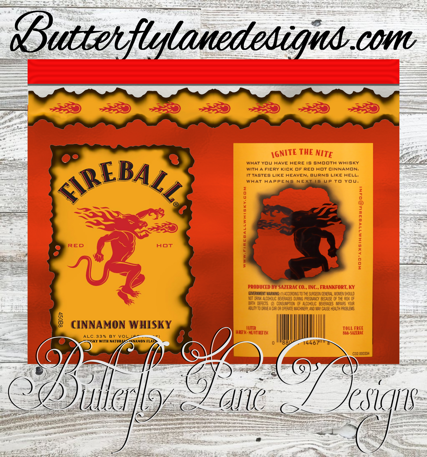 Fireball whiskey  :: White Cast Tumbler wrap