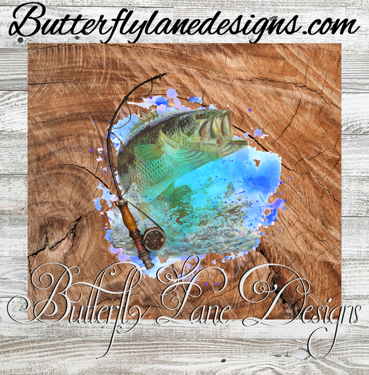 Fishing with wood background  :: Tumbler wrap