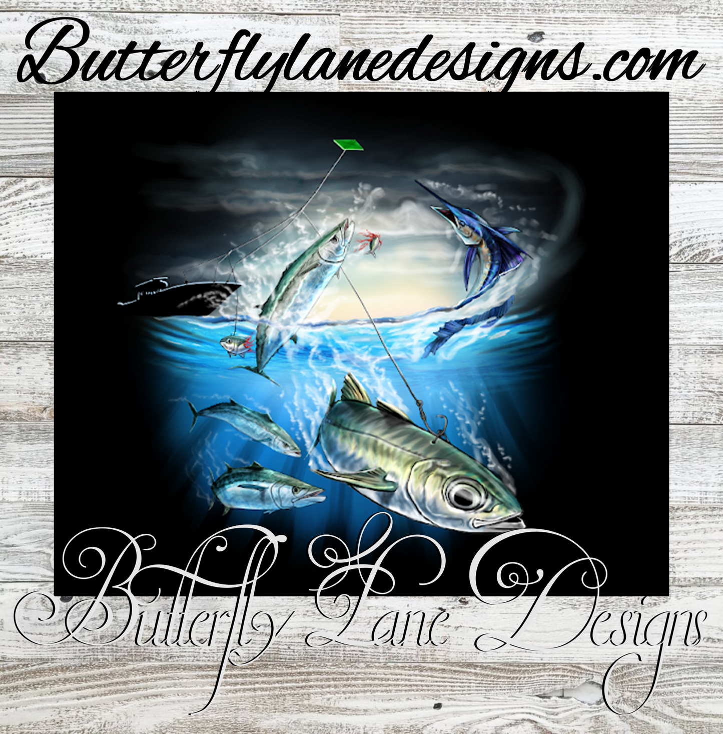 Fishing wrap- Black underwater  :: Tumbler wrap