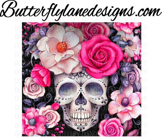 Floral Skull Pinks 1 :: Tumbler wrap