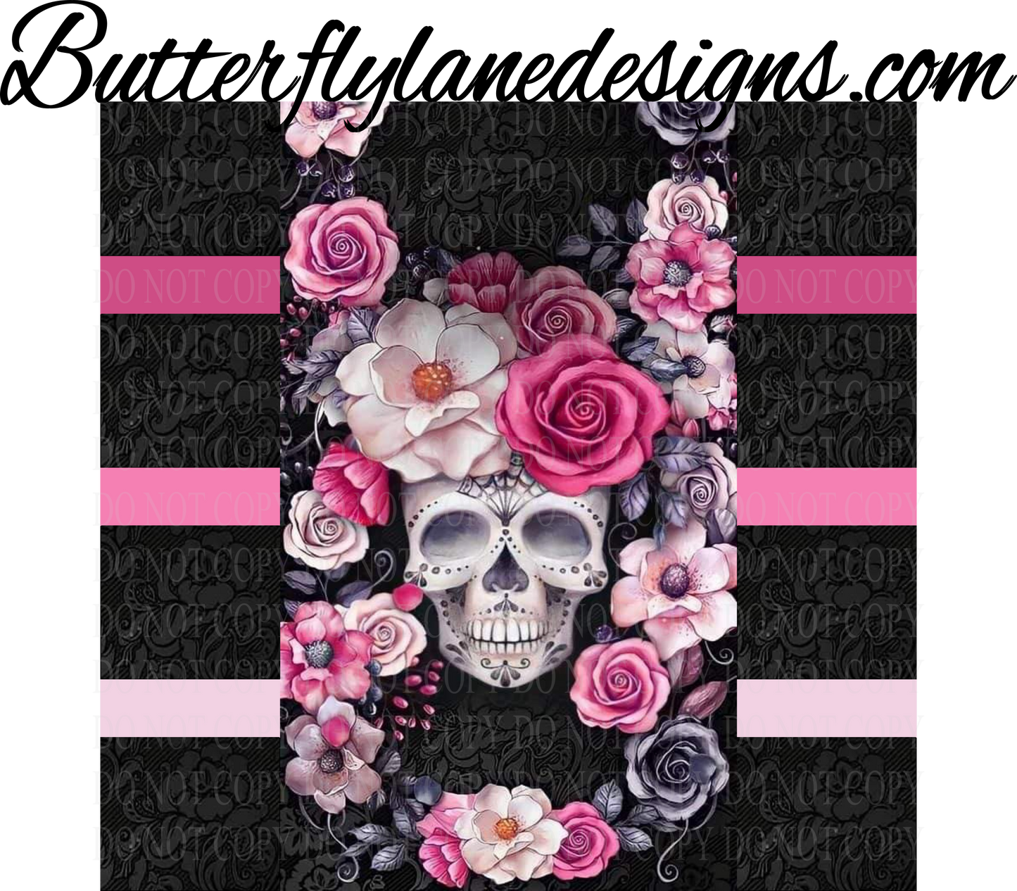 Floral Skull Pinks 3-bld :: Tumbler wrap