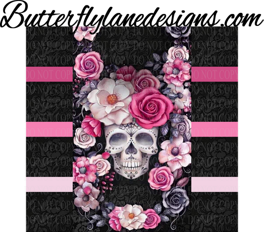 Floral Skull Pinks 3-bld :: Tumbler wrap