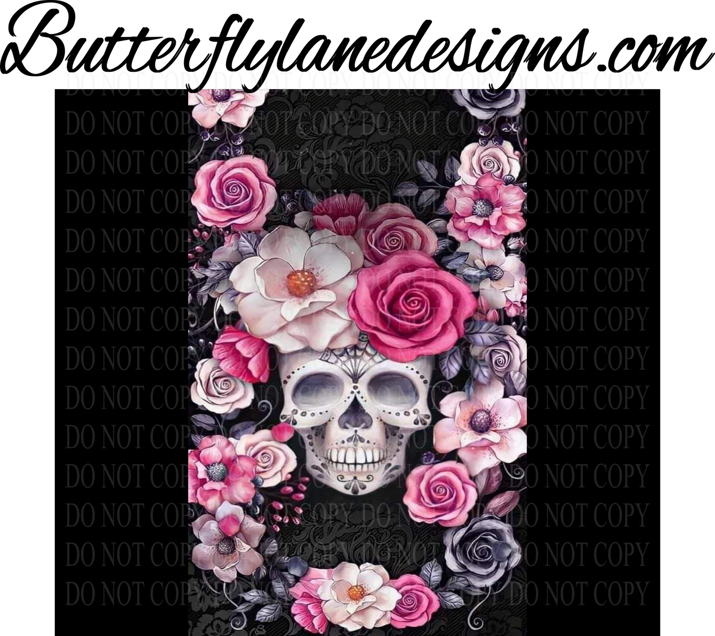Floral Skull Pinks 4-bld :: Tumbler wrap