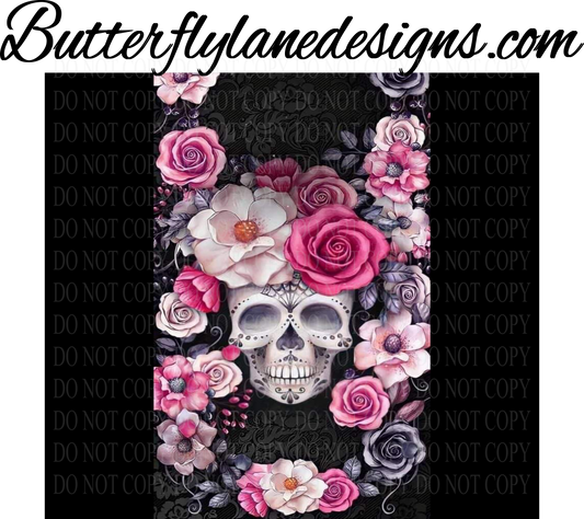 Floral Skull Pinks 4-bld :: Tumbler wrap