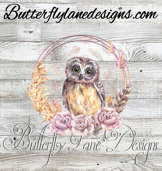 Floral boho pastel owl :: Clear Decal / VC Decal