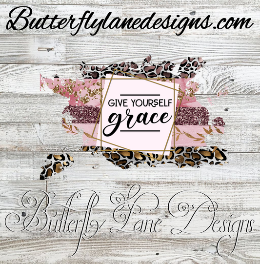 Give yourself grace-Pink leopard  :: Clear Cast Decal