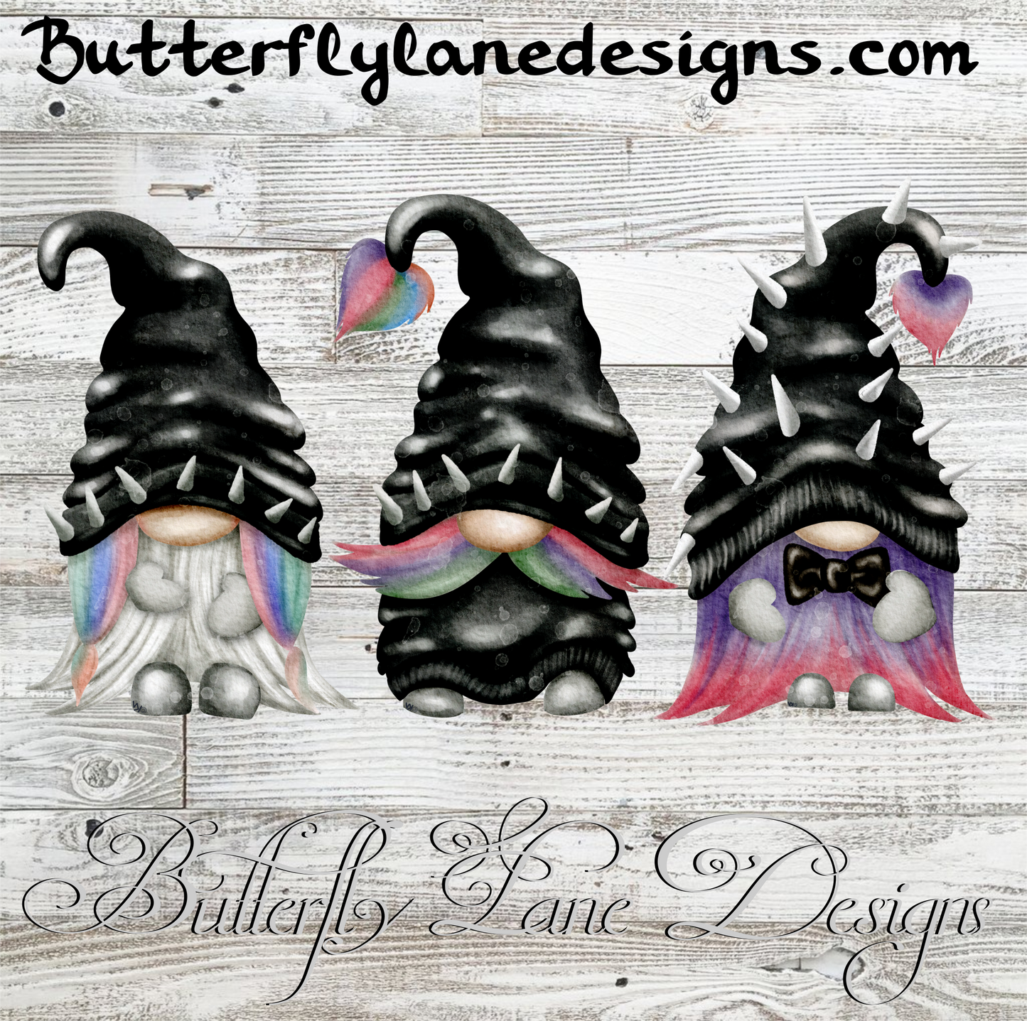 Goth Gnomes with spikes- Trio    :: Clear Cast Decal