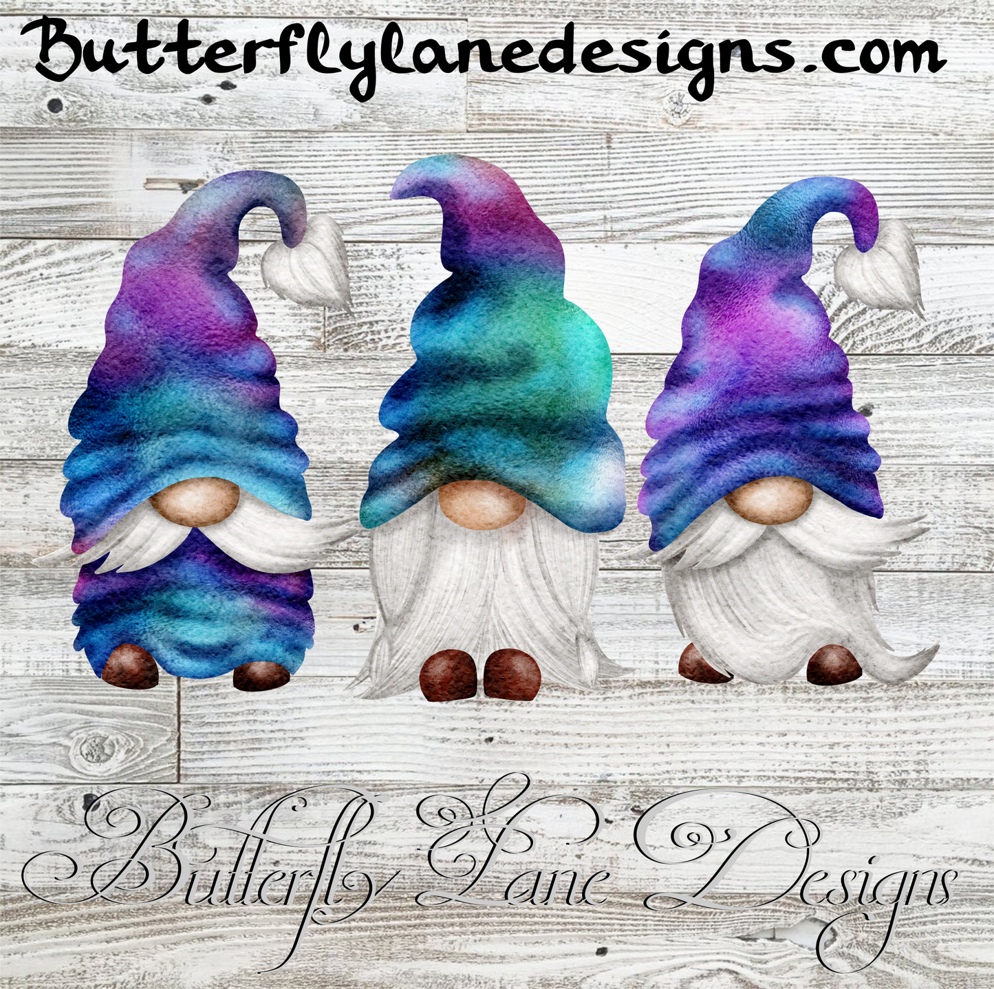 Gnomes Trio Purple; teals & Blues    :: Clear Cast Decal