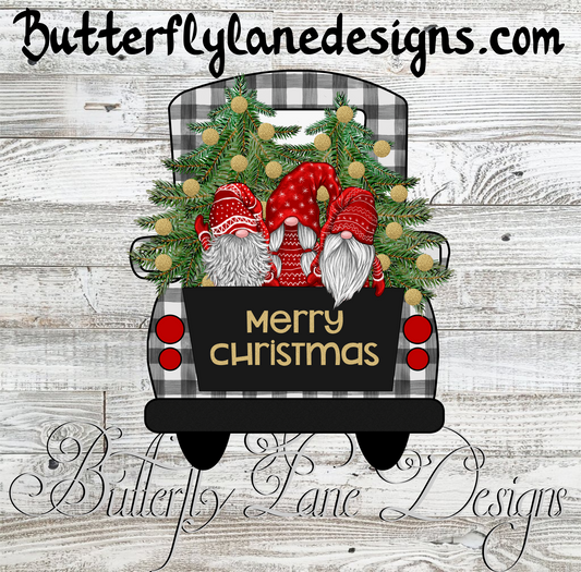 Gnomes Merry Christmas truck-Clear Cast