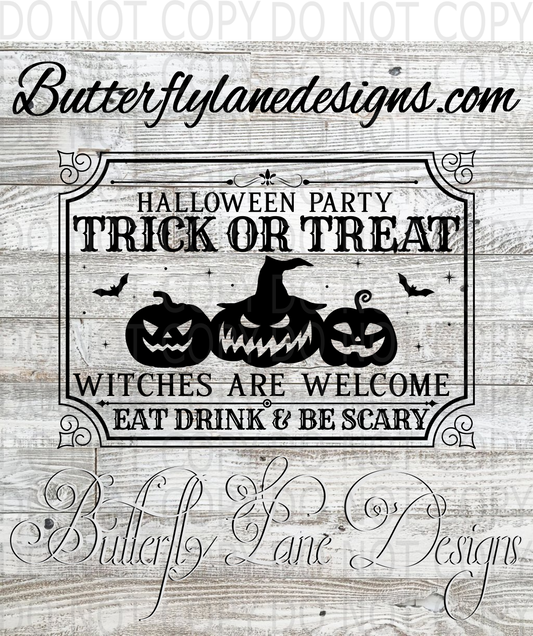 Halloween Party-witches welcome-Clear Decal :: VC Decal