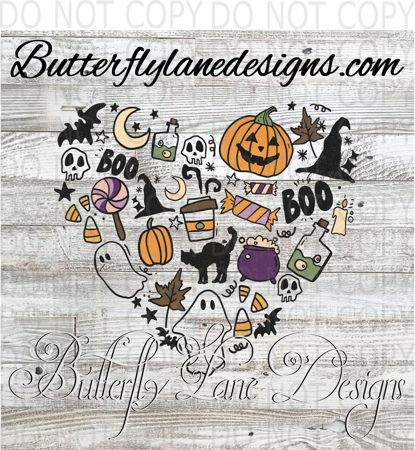 Halloween elements in a heart :: Clear Decal :: VC Decal