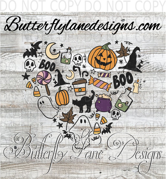 Halloween elements in a heart :: Clear Decal :: VC Decal