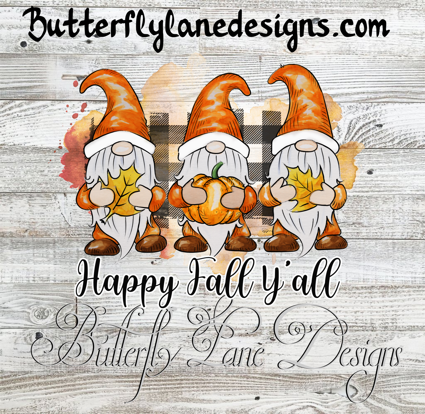 Happy Fall Y'all Gnomes::  Clear Cast Decal