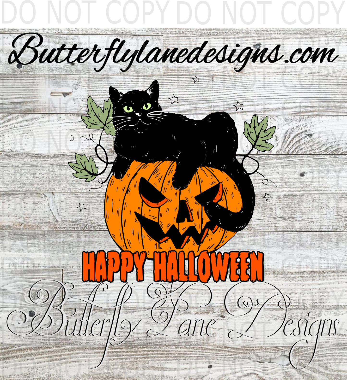 Happy Halloween Black cat-pumpkin-02 :: Clear Decal :: VC Decal