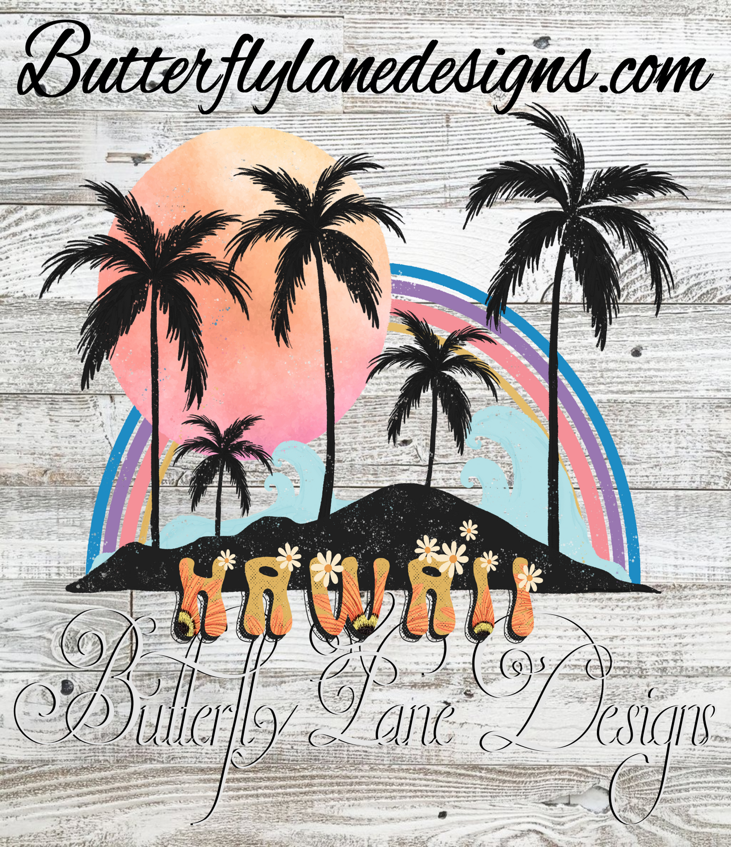 Hawaii sunset-retro style :: Clear Decal or VCD