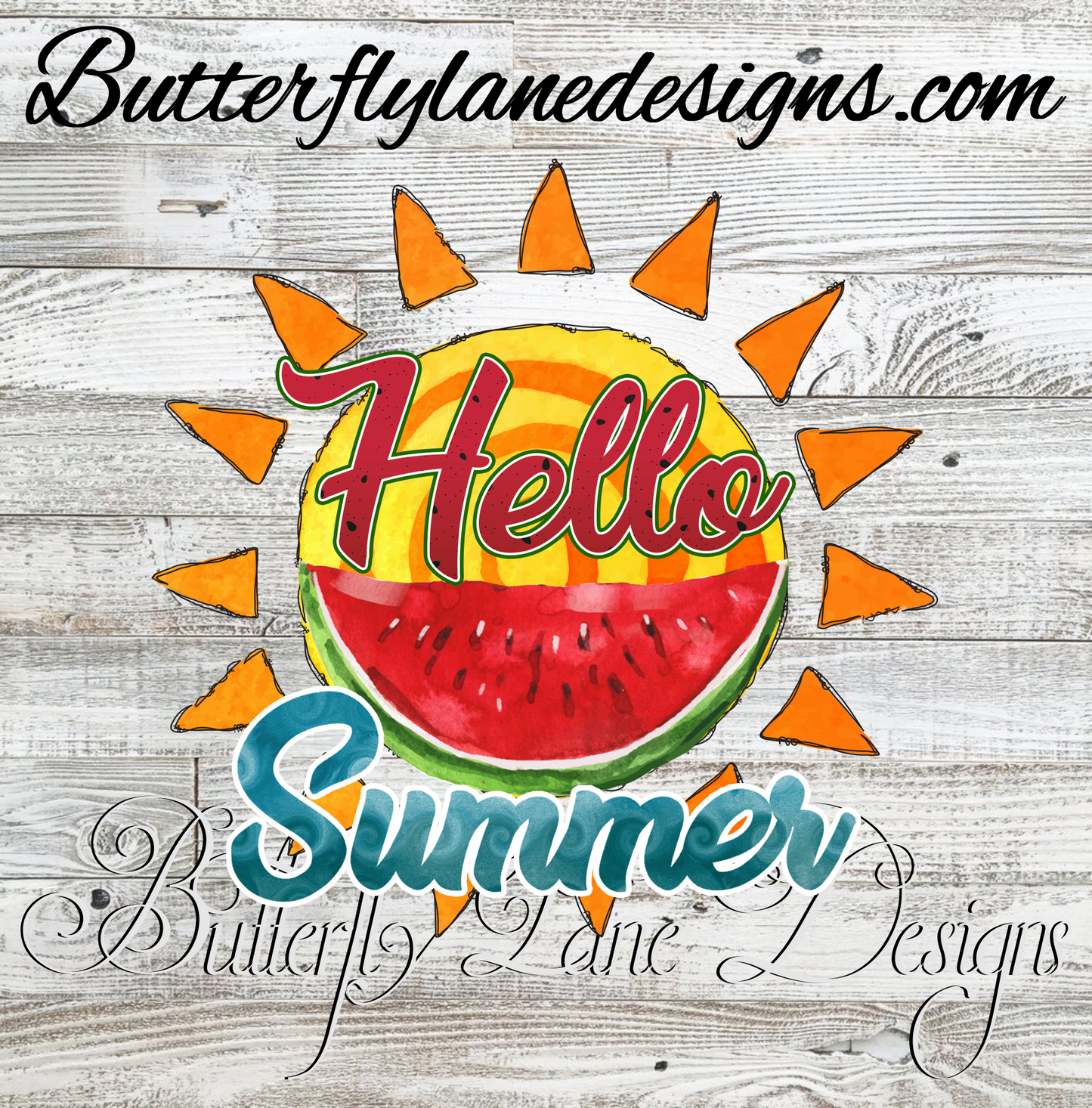 Hello Summer-watermelon sun  :: Clear Decal :: VC Decal